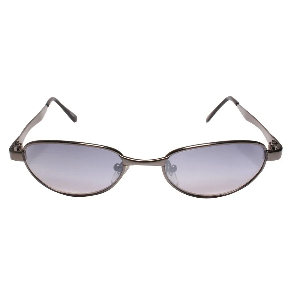 Mens Retro 80s Vintage Narrow Rectangular Metal Frame Gunmetal Sunglasses